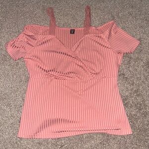 SHEIN Pink Ribbed Camisole Top